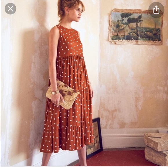 Sezane Rust Polka Dot Dress - Picture 1 of 16